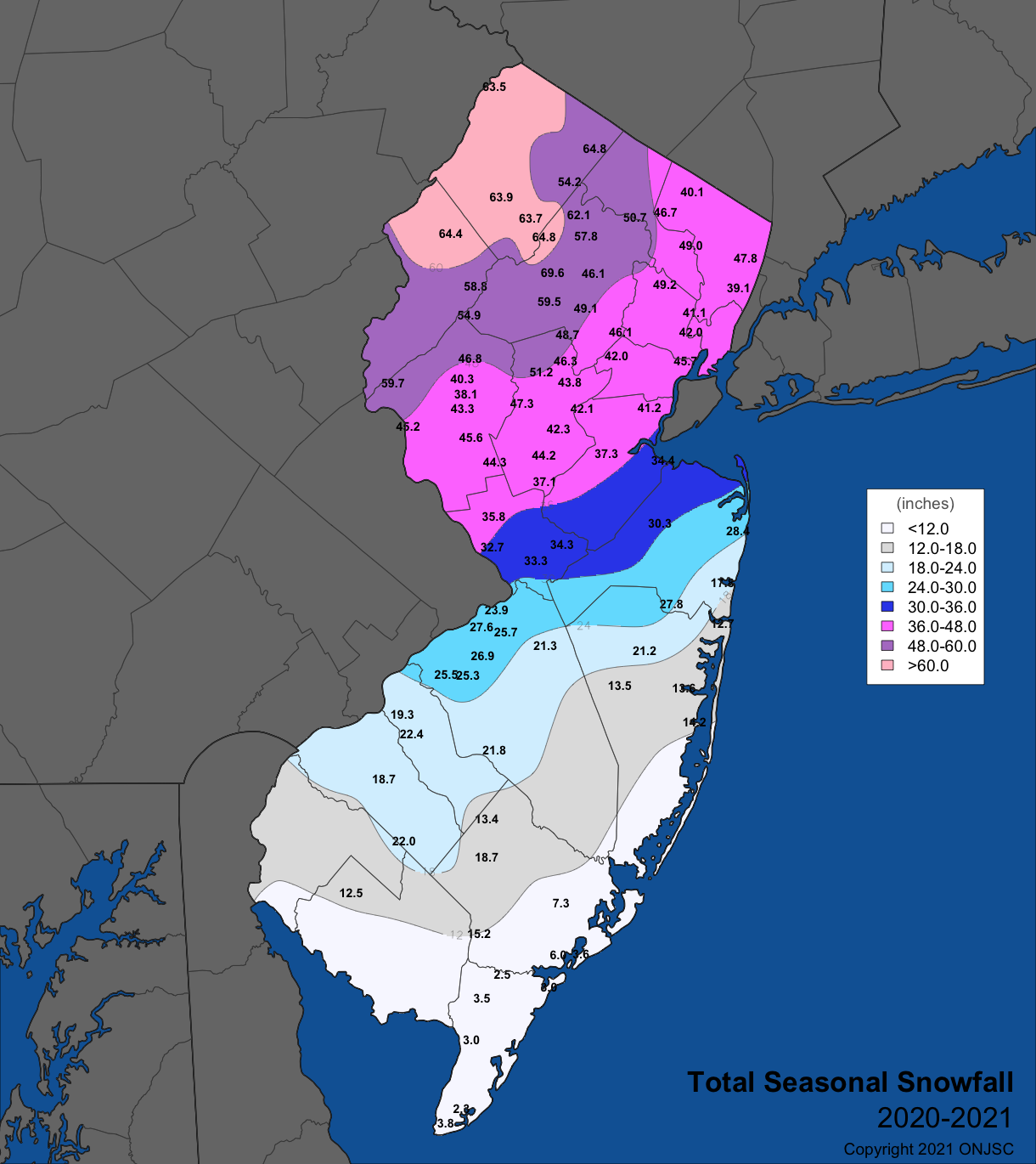 NJ Snowfall 2020-2021